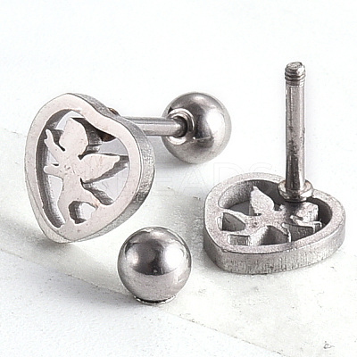 Tarnish Resistant 201 Stainless Steel Barbell Cartilage Earrings EJEW-R147-35-1