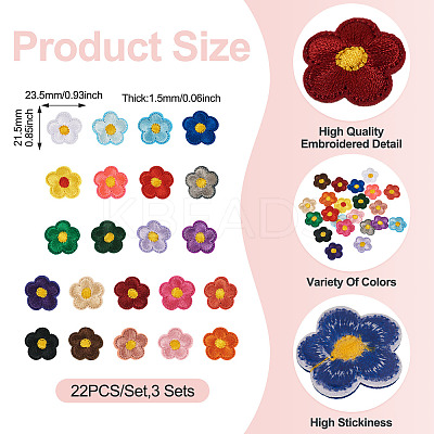66 Pcs Flower Embroidery Cloth Iron On/Sew On Patches DIY-TA0013-05-1