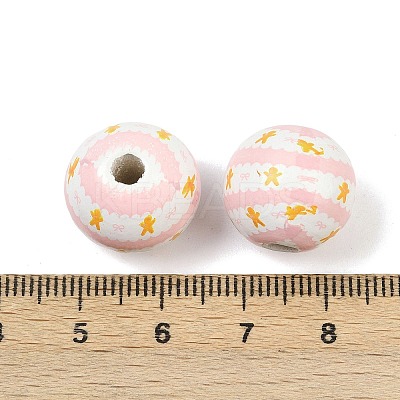 Christmas Printed Schima Wood European Beads WOOD-I015-01N-1