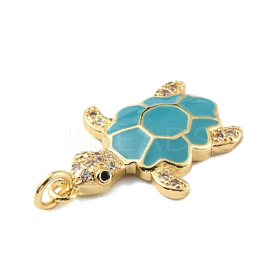 Rack Plating Brass Micro Pave Cubic Zirconia Pendants KK-C021-01G-02-1