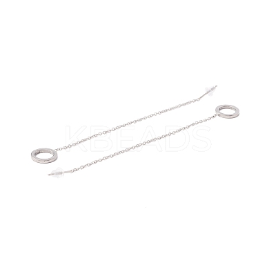 Tarnish Resistant Long Chain with Open Ring Dangle Stud Earrings EJEW-A067-10P-1