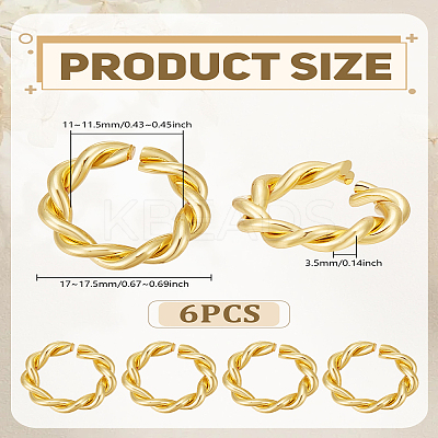6Pcs Brass Twisted Open Jump Rings KK-LP0004-38-1