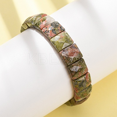 Natural Unakite Beaded Stretch Bracelets for Unisex G-K303-02H-1