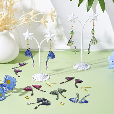DIY Brass & Epoxy Resin Butterfly Wing Dangle Earring Jewelry Kits DIY-TA0010-65A-1
