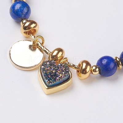 Natural Lapis Lazuli Beads Stretch Bracelets BJEW-I261-01B-1