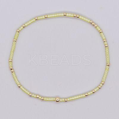 Bohemian Style Rainbow Glass & Brass Beaded Handmade Fashion Women's Bracelet QD2599-22-1