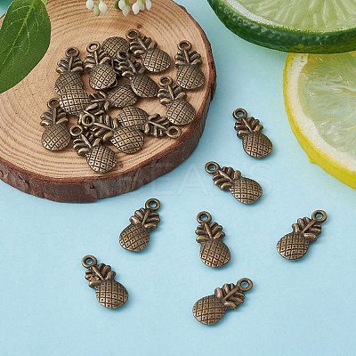 Pineapple Tibetan Style Alloy Pendants TIBEP-YW0001-38AB-1