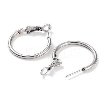Non-Tarnish Ring 304 Stainless Steel Hoop Earrings for Women Men EJEW-B049-02A-P-1