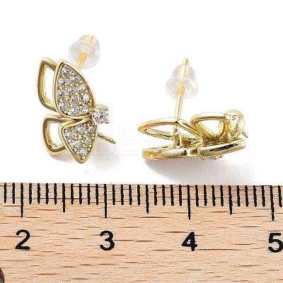 925 Sterling Silver with Cubic Zirconia Stud Earrings Findings EJEW-B038-01G-1