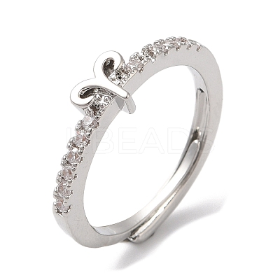 Rack Plating Brass Clear Cubic Zirconia Constellation Adjustable Rings for Women RJEW-S407-08P-06-1