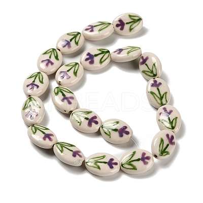 Flower Theme Printed Handmade Porcelain Beads LS-LAMP-D303-06E-04-1