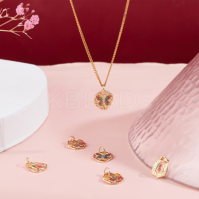 6Pcs 3 Style Rack Plating Brass Enamel Charms KK-BBC0002-15-1