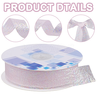 20 Yards Iridescent Polyester Ruffled Ribbon for Sewing Decoration OCOR-WH20007-14C-1