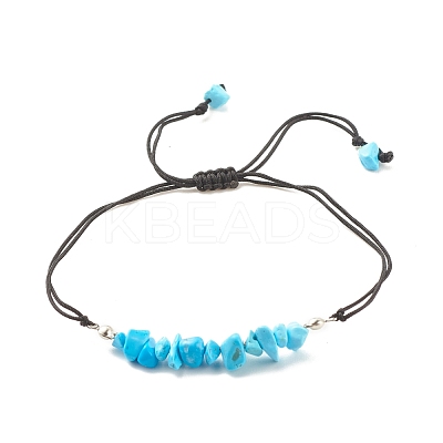 Synthetic Turquoise(Dyed) Chips Braided Bead Bracelet BJEW-JB08019-05-1