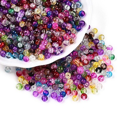 Baking Paint Transparent Crackle Glass Beads DGLA-Q018-4mm-M01-1