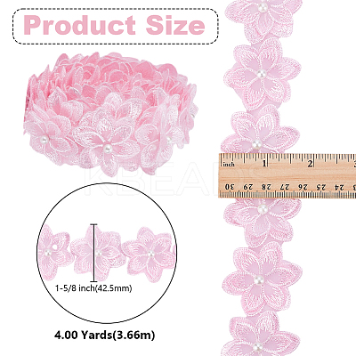 4 Yards Organza Flower Lace Trim OCOR-WH0070-165B-1