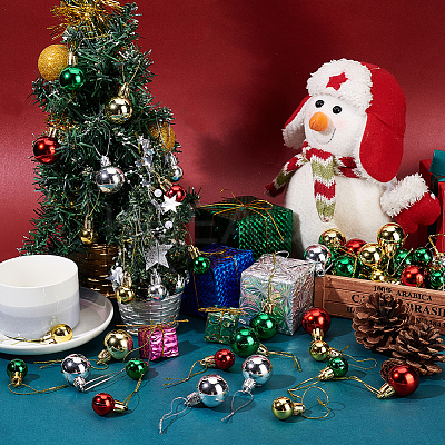 80Pcs 8 Style Christmas Ball Plastic Hanging Ornament AJEW-GA0006-02-1