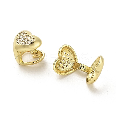 Heart Rack Plating Brass Micro Pave Clear Cubic Zirconia Hoop Earrings EJEW-M240-01G-1
