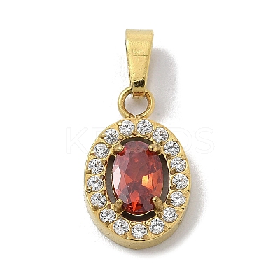 Ion Plating(IP) 304 Stainless Steel Micro Pave Cubic Zirconia Pendants STAS-Z107-05G-06-1