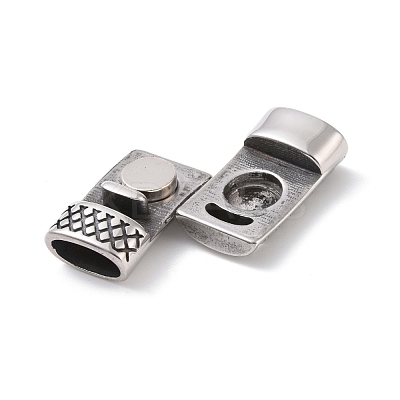 Tibetan Style 304 Stainless Steel Magnetic Clasps with Glue-in Ends STAS-G276-28AS-1