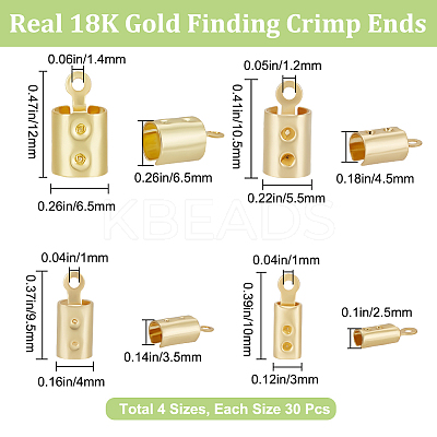 120Pcs 4 Size 304 Stainless Steel Folding Crimp Ends STAS-BBC0002-63-1
