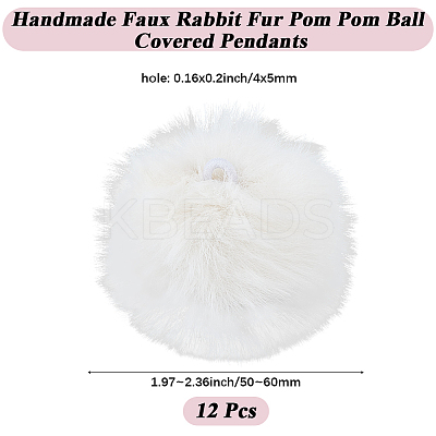 12Pcs Handmade Faux Rabbit Fur Pom Pom Ball Covered Pendants WOVE-GF0001-02A-1