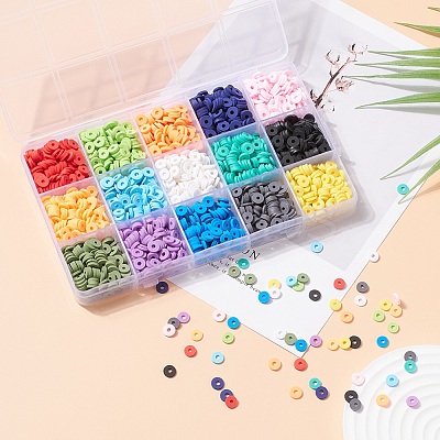 105G 15 Colors Handmade Polymer Clay Beads CLAY-YW0001-43-1