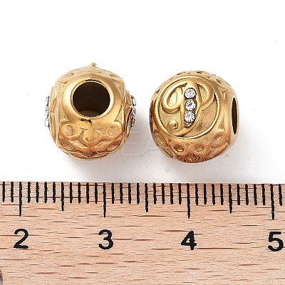 Ion Plating(IP) 304 Stainless Steel Rhinestone European Beads STAS-A092-10P-G-1