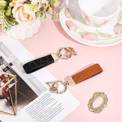 2 Bags 2 Colors PU Leather Keychains KEYC-CL0001-27B-1