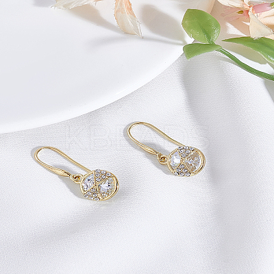 1 Pair Flat Round Glass Dangle Earrings EJEW-LP0010-04-1