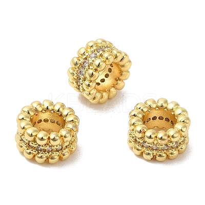 Rack Plating Brass Cubic Zirconia European Beads KK-R147-05G-1