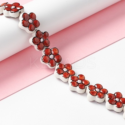 Handmade Porcelain Flower Beads Strands PORC-F003-01A-1