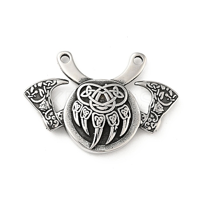 304 Stainless Steel Viking Bear Paw Law Odin Double Ax Pendants X-STAS-P309-31AS-1