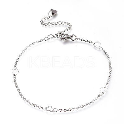 Tarnish Resistant 304 Stainless Steel Cable Chain Anklets AJEW-M026-10P-1