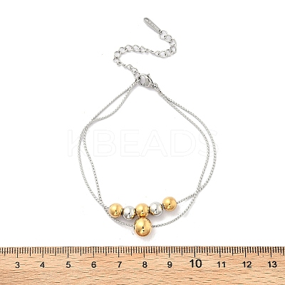304 Stainless Steel Rolo Chain Multi-layer Bracelets for Women BJEW-D337-01A-GP-1