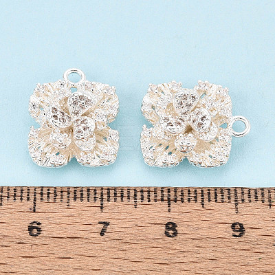 Brass Micro Pave Clear Cubic Zirconia Pendants KK-T077-32S-1