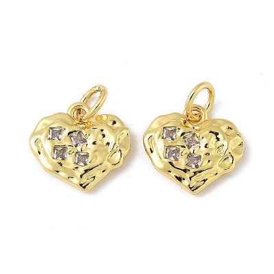 Brass Micro Pave Clear Cubic Zirconia Charms KK-V015-18G-1