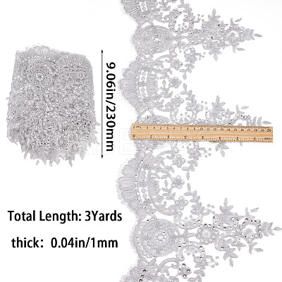 Sparkle Embroidery Flower Polyester Lace Trim OCOR-GF0002-44A-1