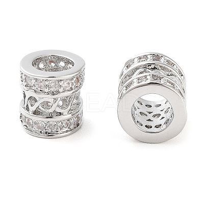 Brass Micro Pave Clear Cubic Zirconia Beads KK-U028-21P-1
