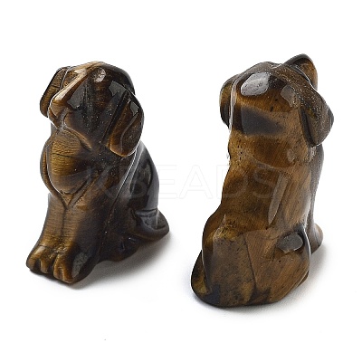 Natural Tiger Eye Carved Dog Figurines DJEW-L023-A04-1