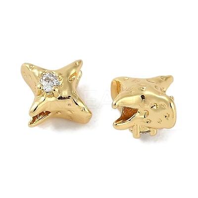 Brass Micro Pave Cubic Zirconia Beads KK-P283-21G-1