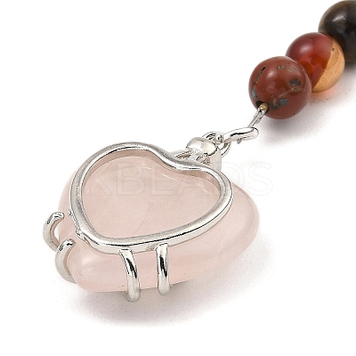 Natural Rose Quartz Heart Keychain G-Z033-11P-01-1