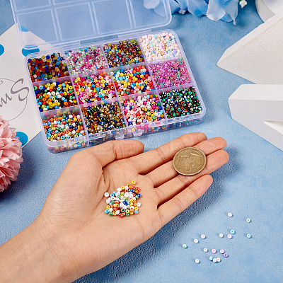 180g 12 Colors Glass Seed Beads SEED-TA0001-35-1