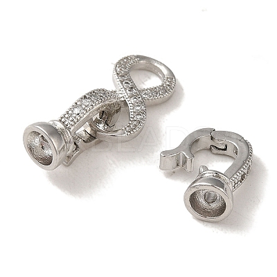Rack Plating Brass Pave Clear Cubic Zirconia Fold Over Clasps KK-M285-31B-02P-1