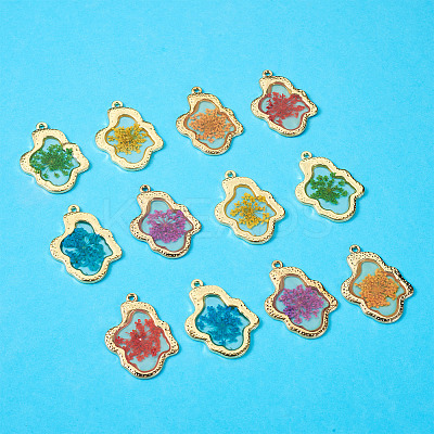 12Pcs 6 Colors Epoxy Resin Pendants RESI-CD0001-05-1