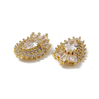 Brass Pave Clear Cubic Zirconia Cabochons MRMJ-B002-07KCG-1
