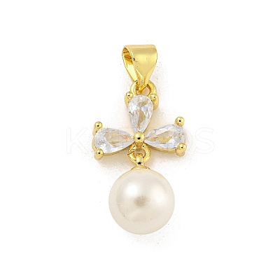 Rack Plating Brass Pave Cubic Zirconia Pendants KK-G513-24G-1