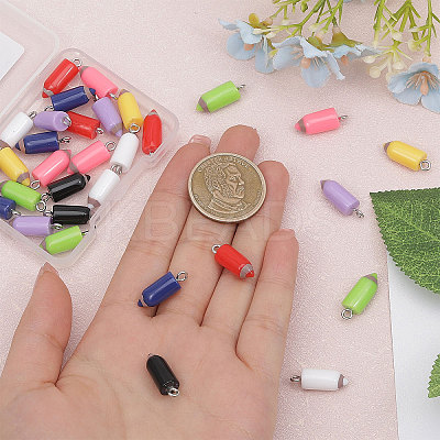 32Pcs 8 Colors Opaque Resin Pendants RESI-GL0001-11-1