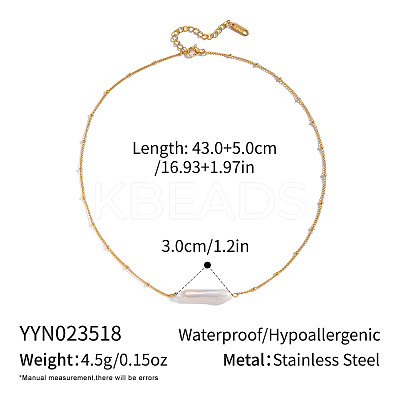 Elegant Natural Freshwater Pearl Stick Necklaces with 304 Stainless Steel Chains for Women TC0594-9-1