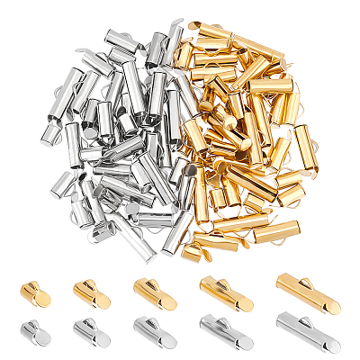 100Pcs 10 Styles 304 Stainless Steel Slide On End Clasp Tubes STAS-UN0049-39-1